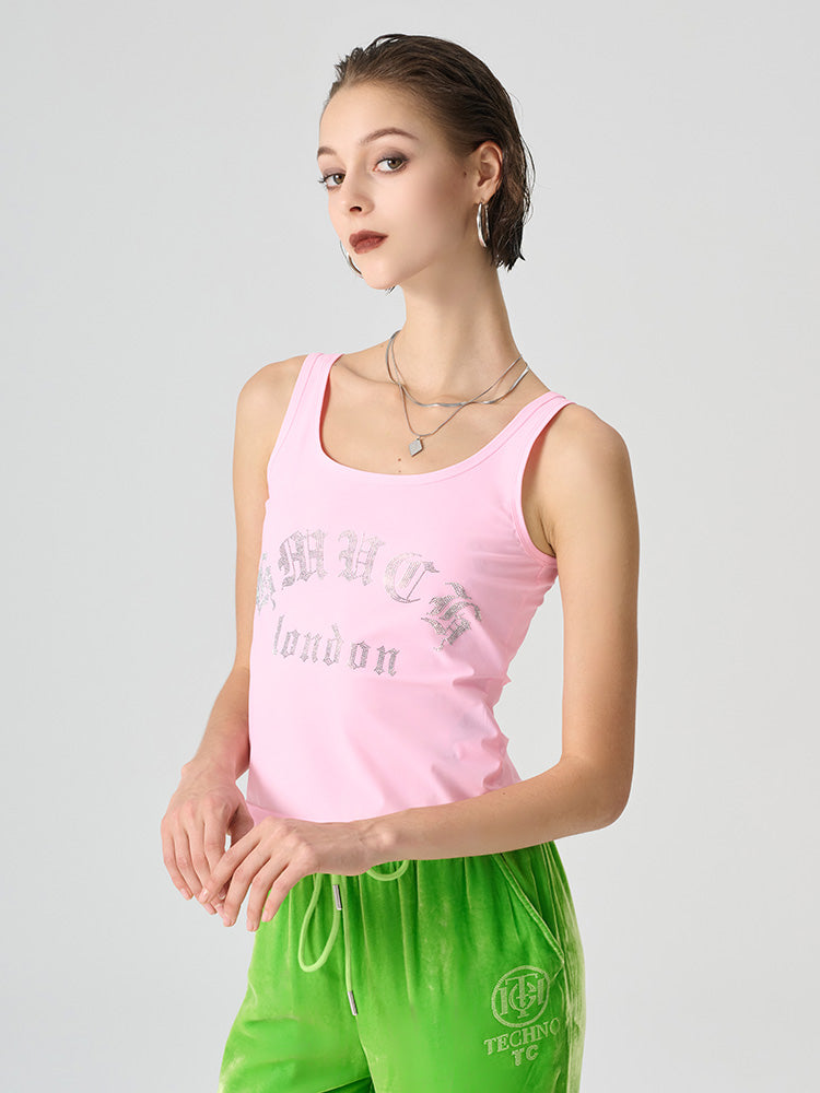 TCH Rhinestone Bling Letter Print Tank Top