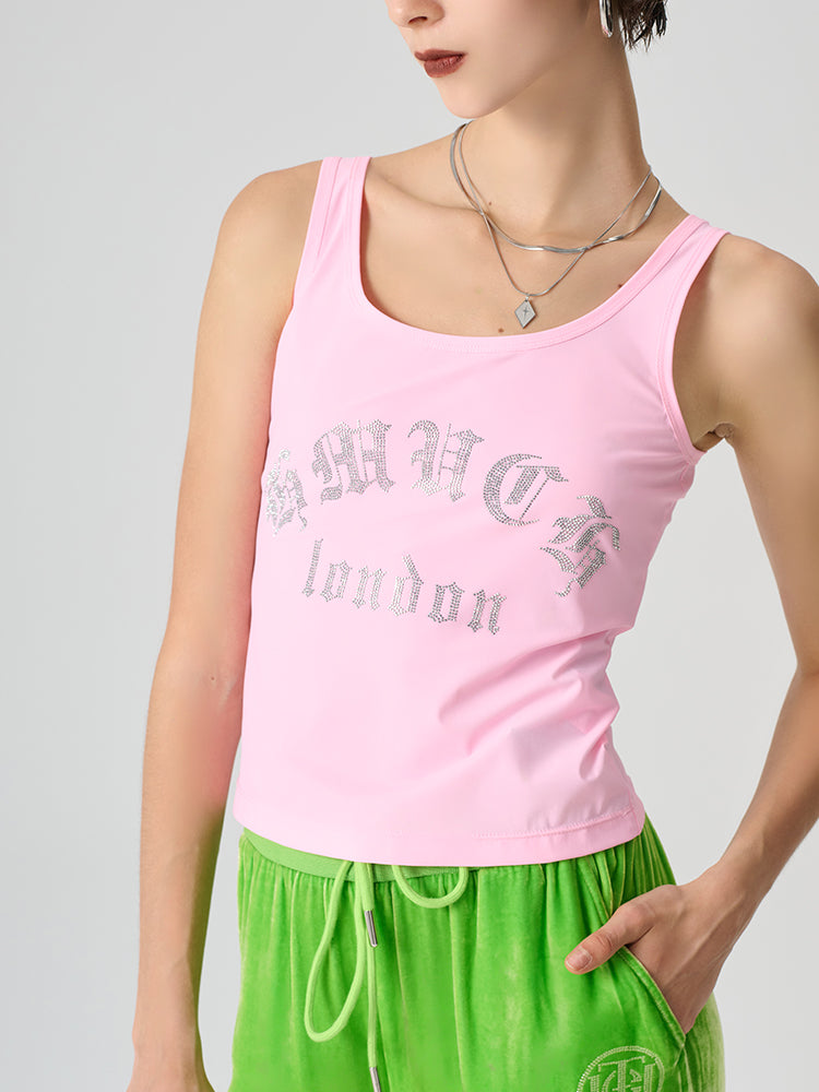 TCH Rhinestone Bling Letter Print Tank Top