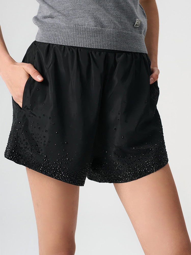 TCH Crystal-Embellished Sparkle Zipper Shorts