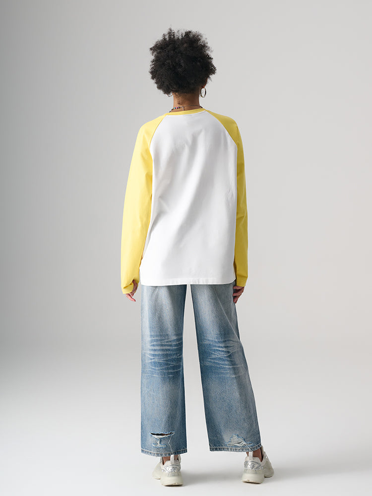 TCH Letter Print Contrast Long Sleeve Top