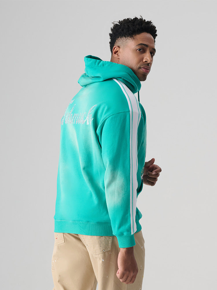 TCH Rhinestone Oversized Graphic Hoodie with Stripe