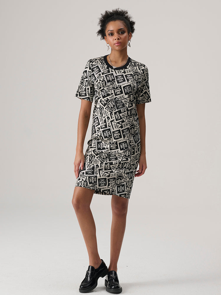 TCH Print Rhinestone-Embellished Mini Dress