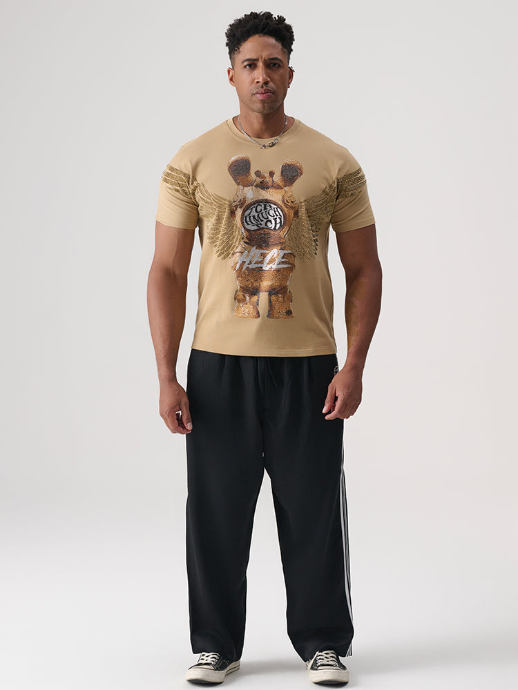 TCH Space Rabbit Round Neck Pullover Short Sleeve T-Shirt