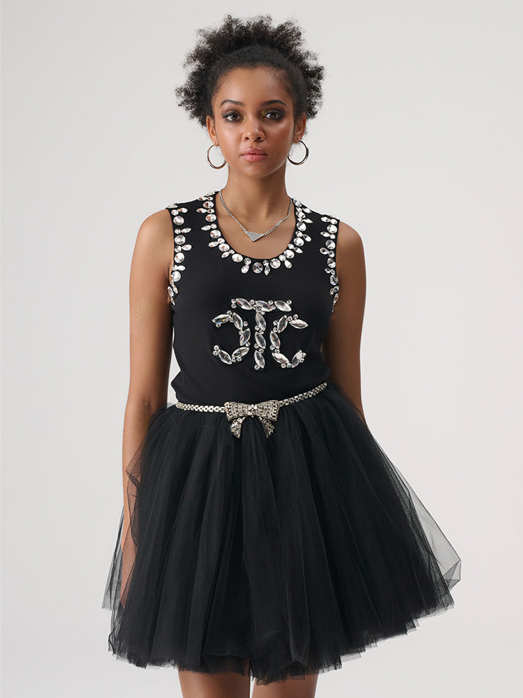 TCH Rhinestone Vintage Puffy Black Tutu