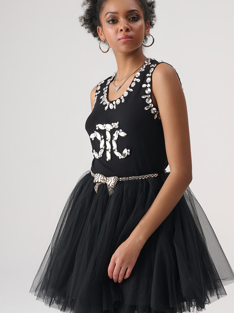 TCH Rhinestone Vintage Puffy Black Tutu