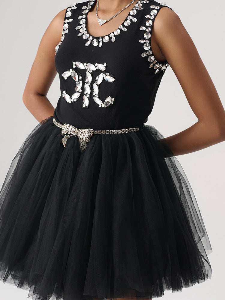TCH Rhinestone Vintage Puffy Black Tutu