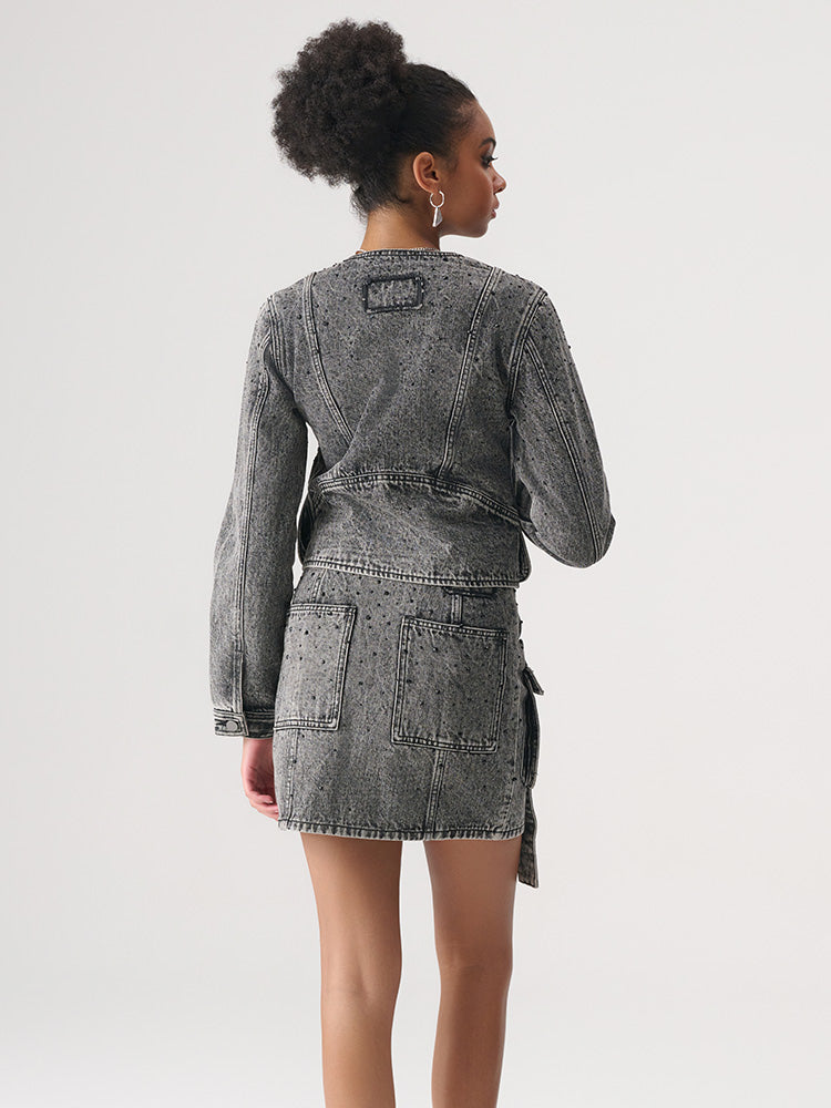 TCH Washed Utility Denim Jacket with Strap Detail