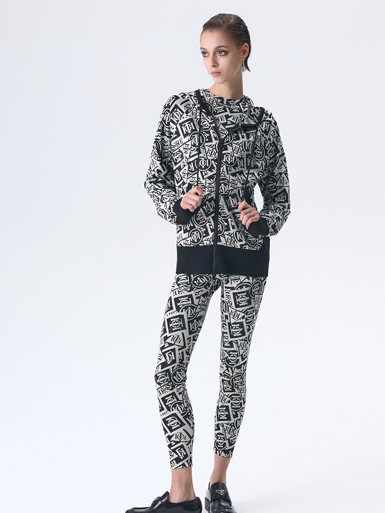 TCH Logo Print Rhinestone Geometric Leggings