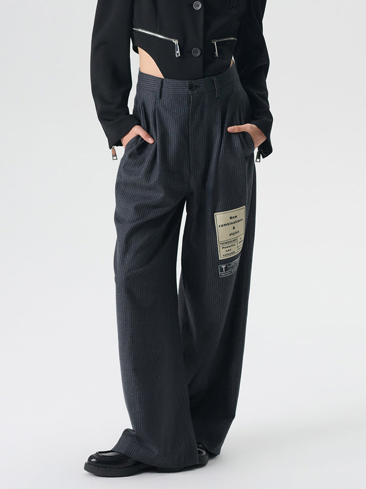 TCH Elegant Pinstripe Wide-Legged Trousers