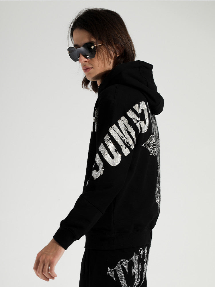 TCH Angry Bear Graphic Rhinestone Letter Hoodie