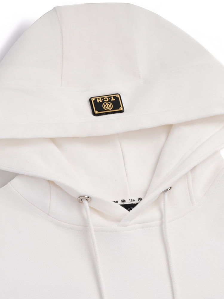 TCH Drawstring Rhinestone Letter Oversized Hoodie with Pink