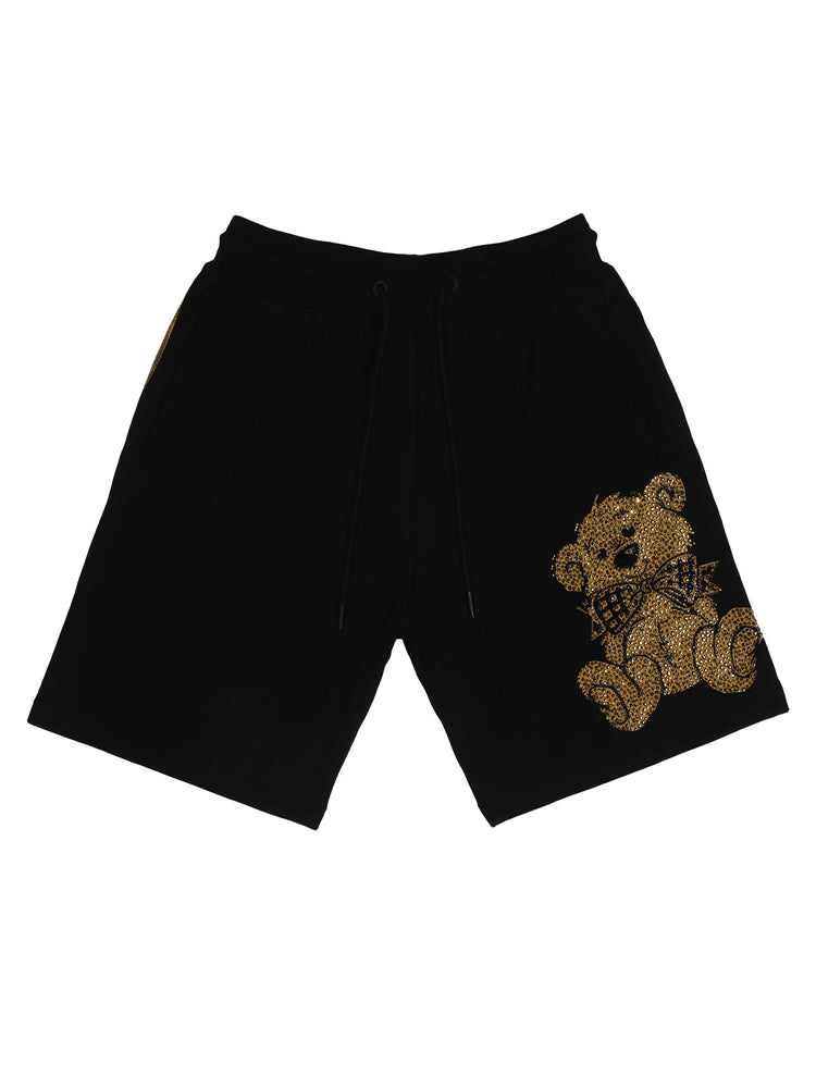 TCH Rhinestone Bow Bear Casual Drawstring Shorts