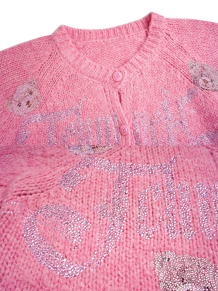TCH Rhinestone Teddy Knit Cardigan