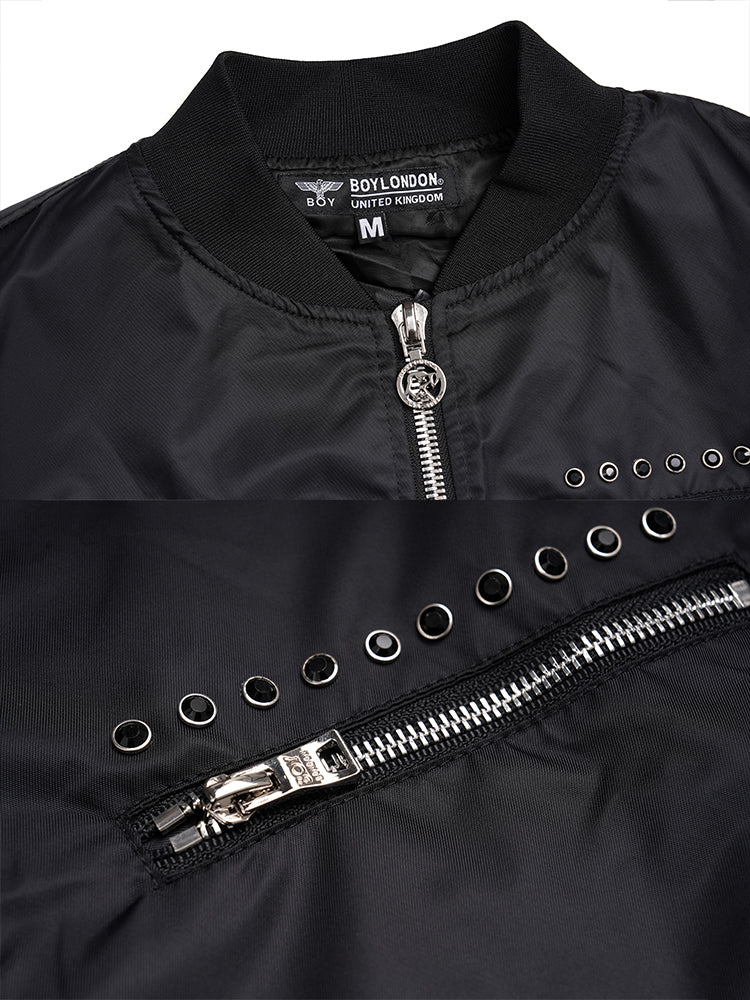 TCH Graphic Studded Streetwear Bomber Jacket