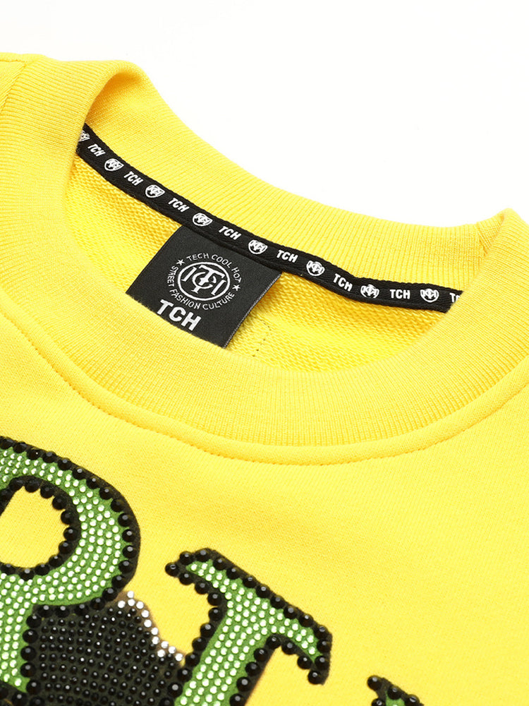 TCH Rhinestone Graphics Print Retro Sweatshirt