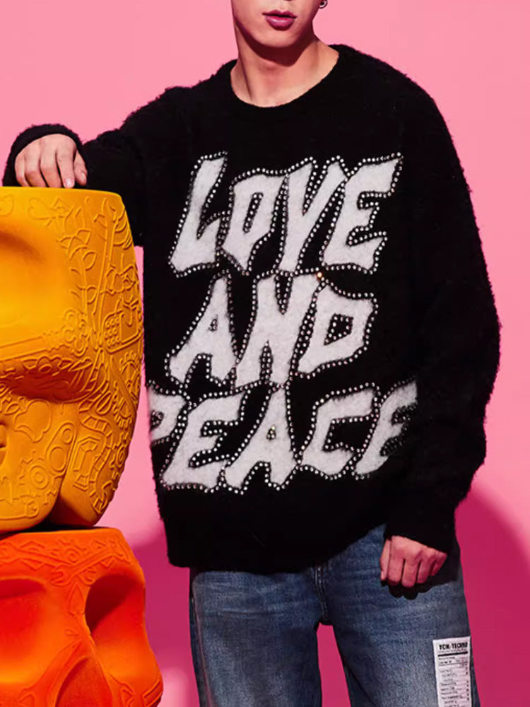 TCH Rhinestone Logo Overszied Ribbed Sweater