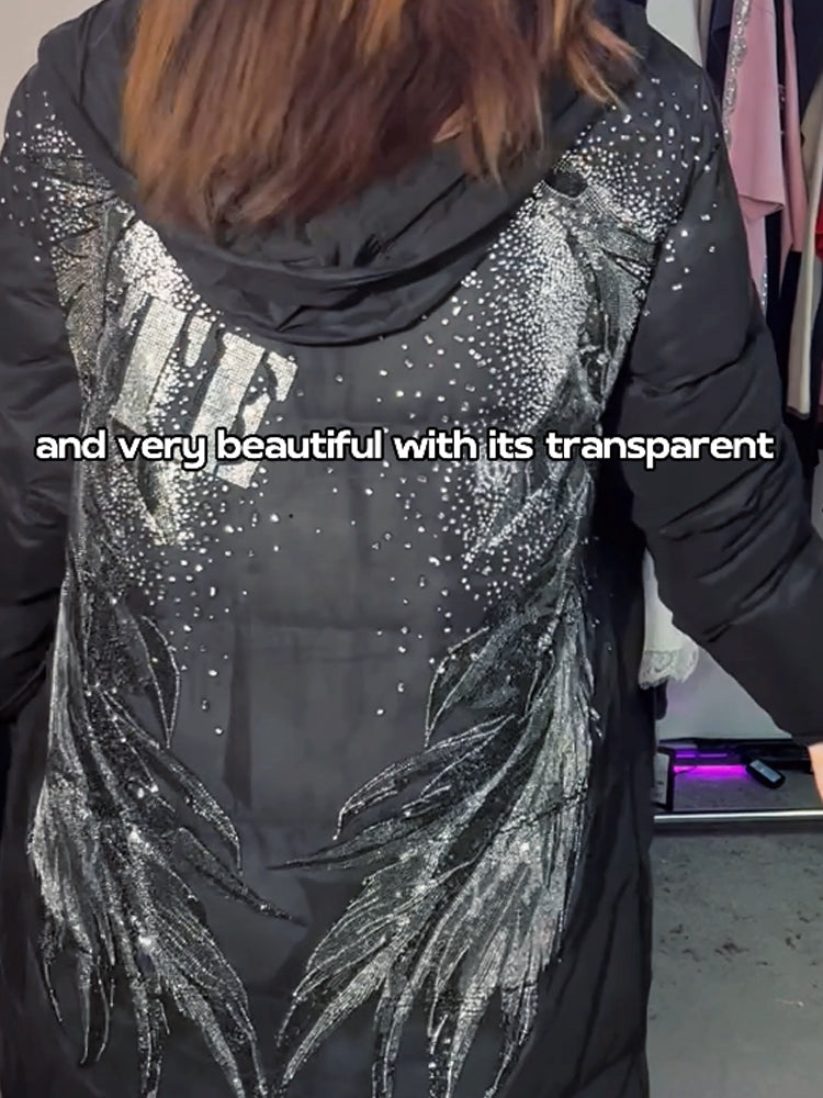 TCH Oversized Rhinestone Wings Winter Down Jacket