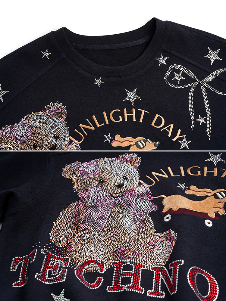 TCH Graphic Rhinestone 2 Piece Outfits with Mini Skirt