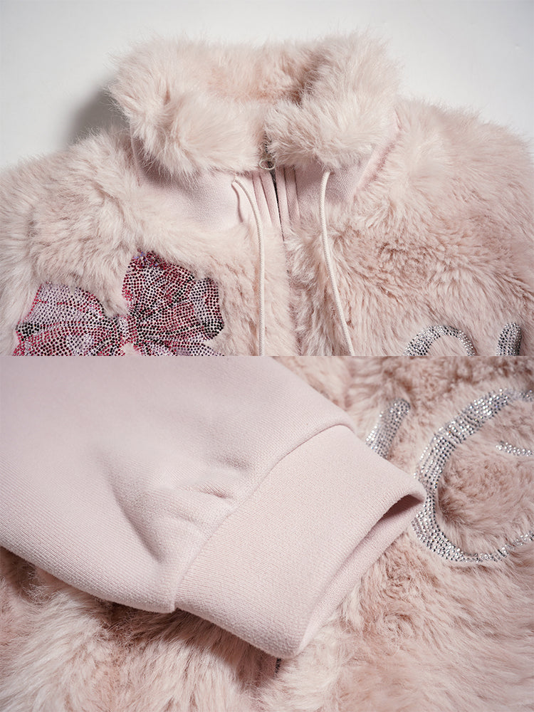 TCH Pink Rhinestone Bow Fleece-Lined Pants Sets