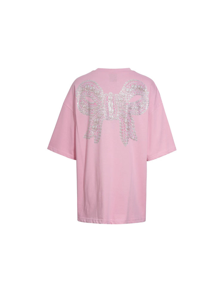 TCH Rhinestone Luxury Pony Pink Oversized Tee