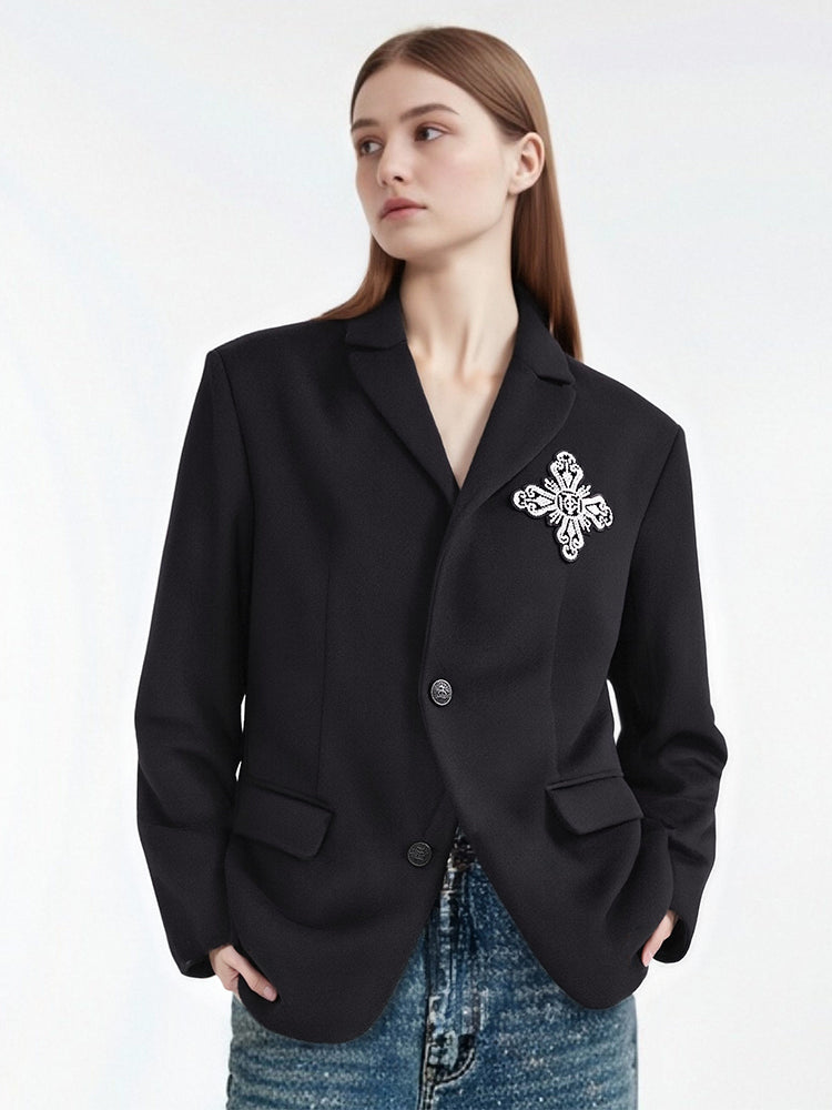 TCH Rhinestone Wings Textured Blazer
