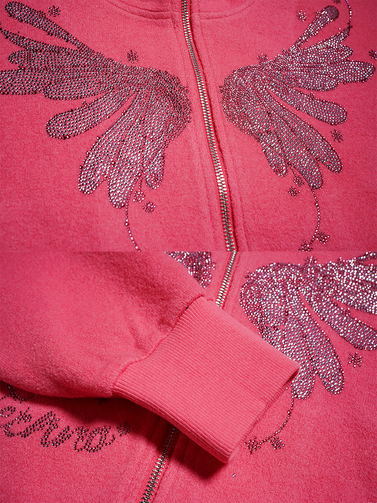 TCH Pink Wings Rhinestone 2 Piece Tracksuit Set