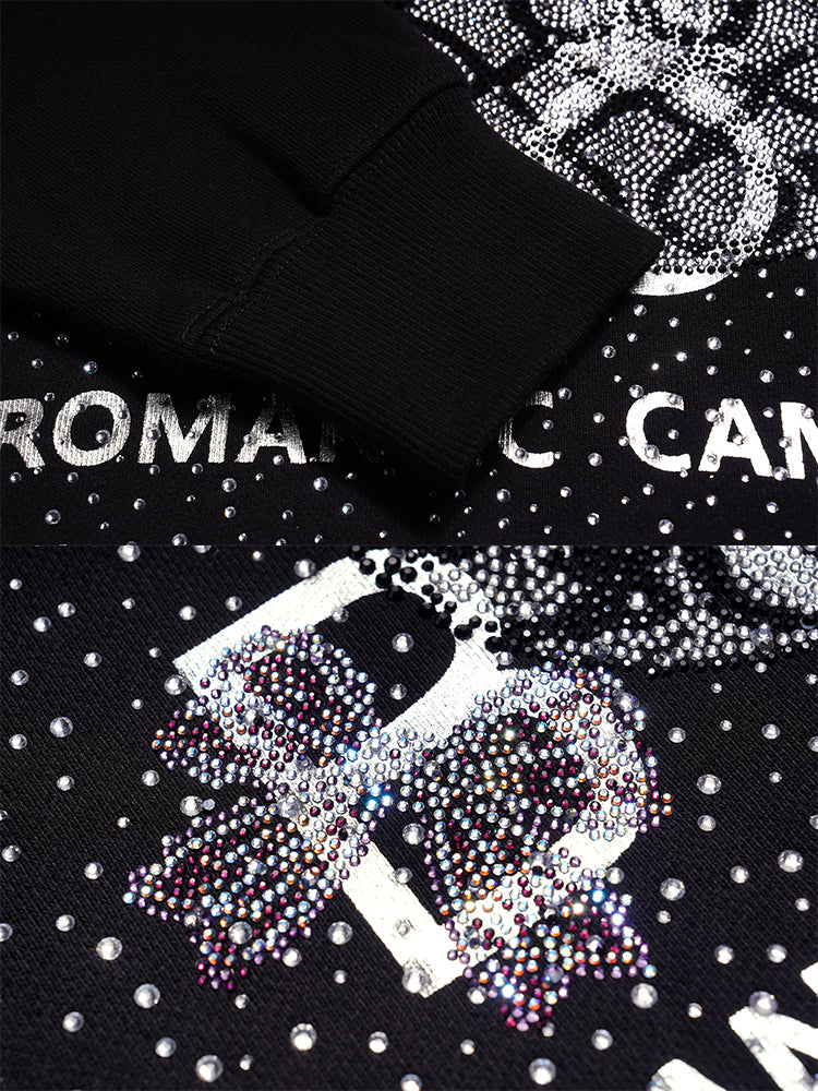 TCH Oversized Rhinestone Eagle Black Hoodie