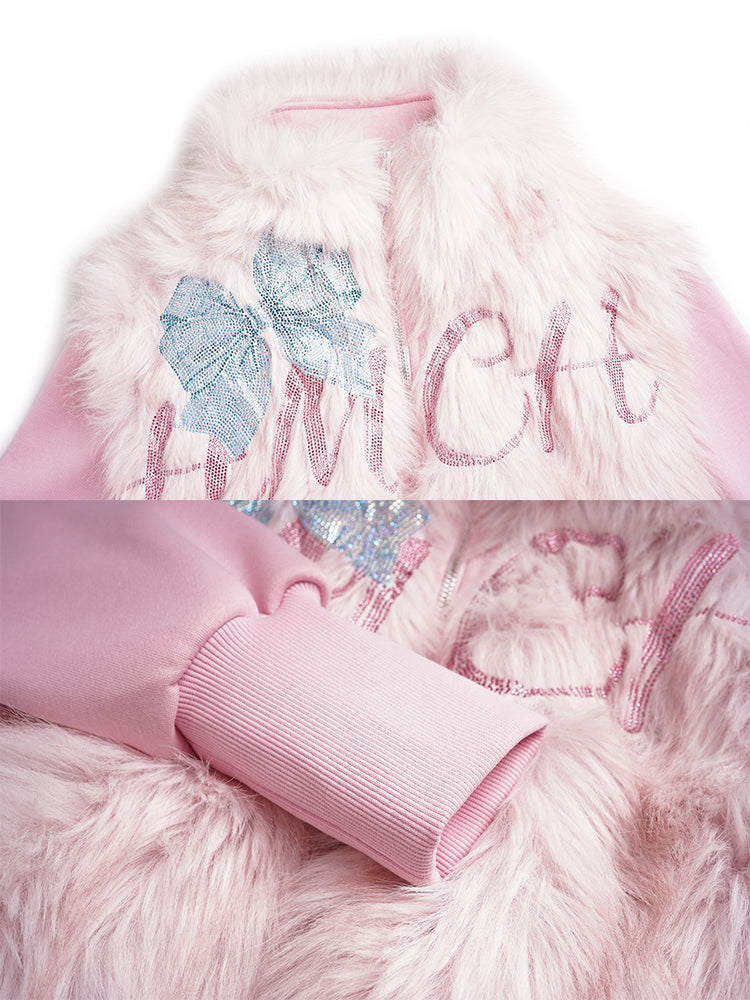 TCH Pink Rhinestone Bow Fleece-Lined Pants Sets