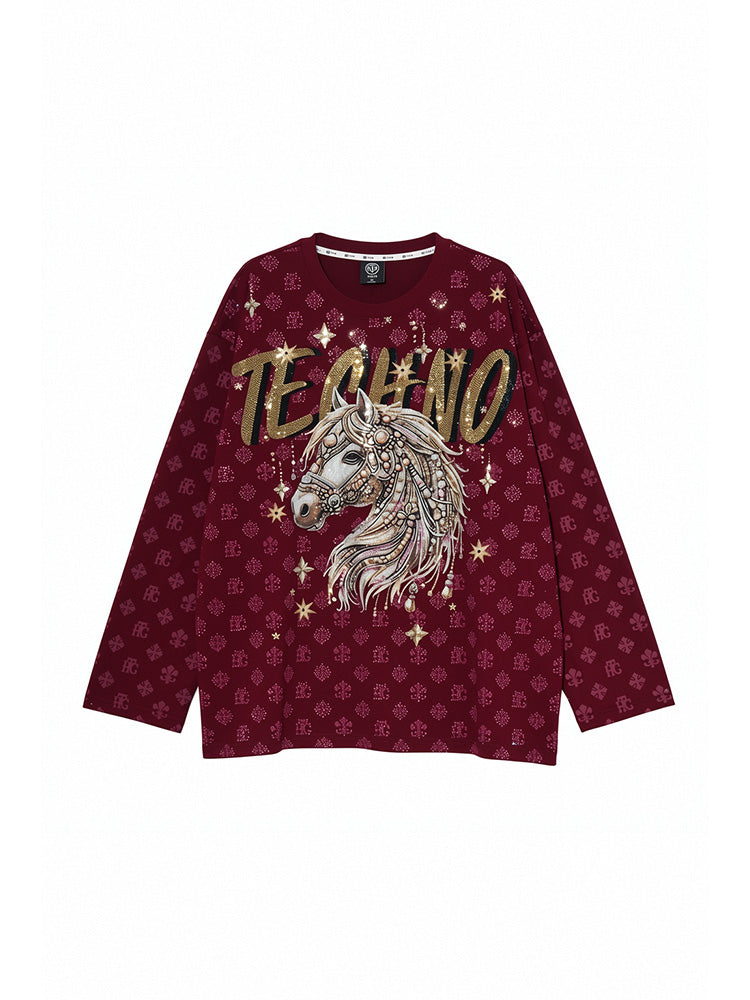 TCH Rhinestone Oversized Graphic Pullover