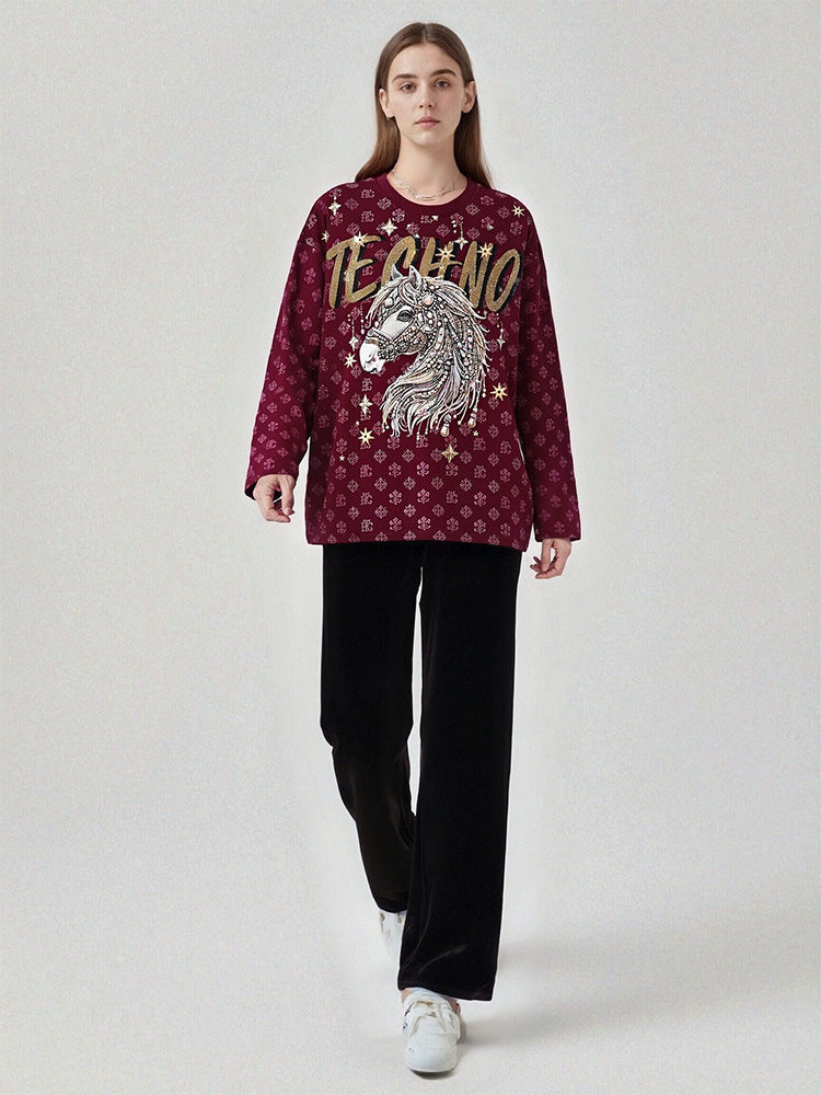 TCH Rhinestone Oversized Graphic Pullover