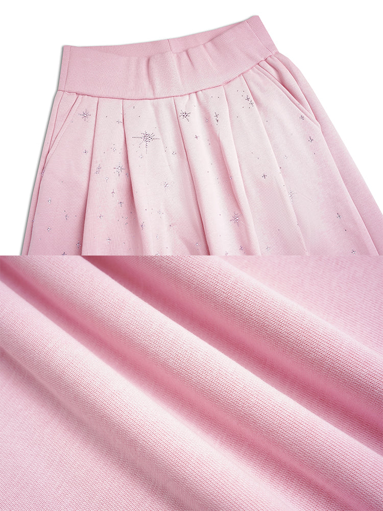 TCH Pink Rhinestone Bow Fleece-Lined Pants Sets