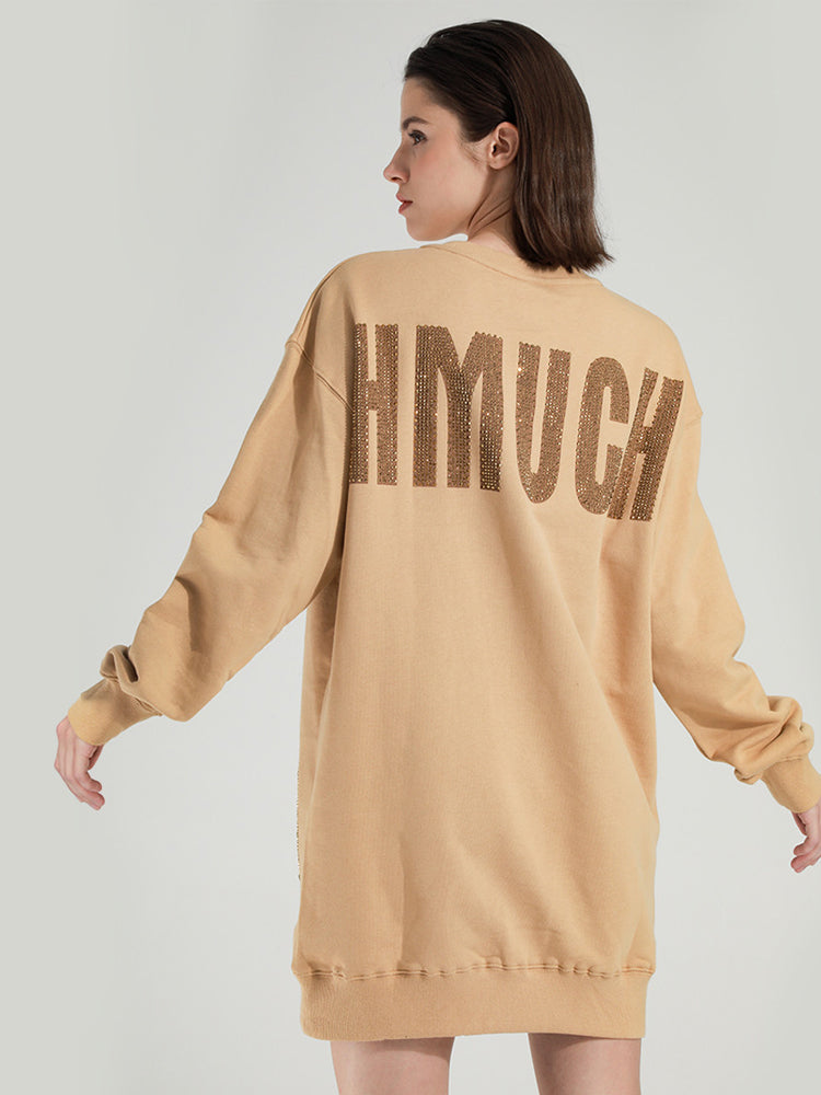 TCH Cute Bear Luxury Rhinestone Mid-Length Sweatshirt