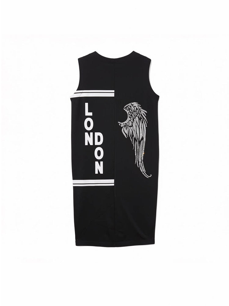 TCH Rhinestone Black Slit Tank Dress