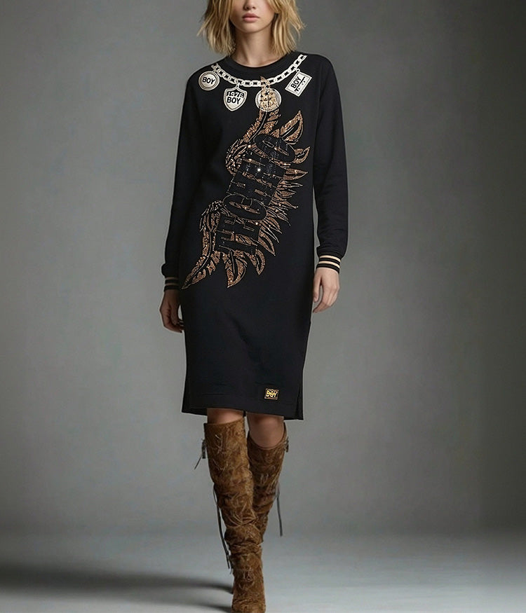 TCH Rhinestone Angel Wings Polo Dress