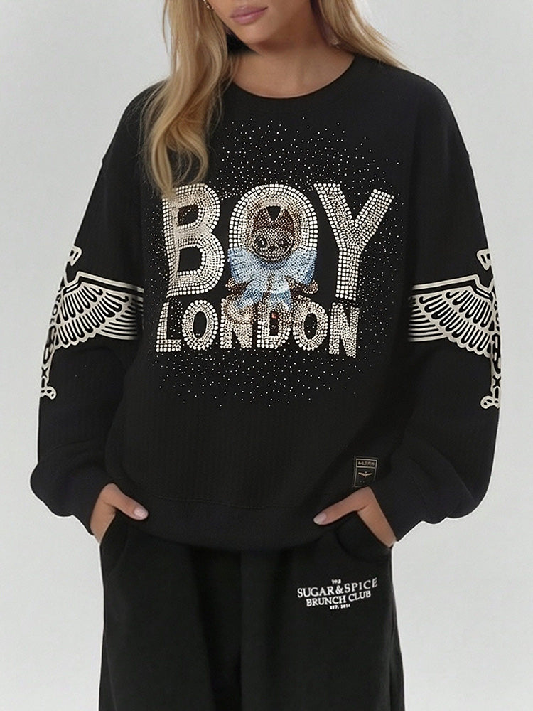 TCH Rhinestone Graphic Black Unisex Sweatshirt