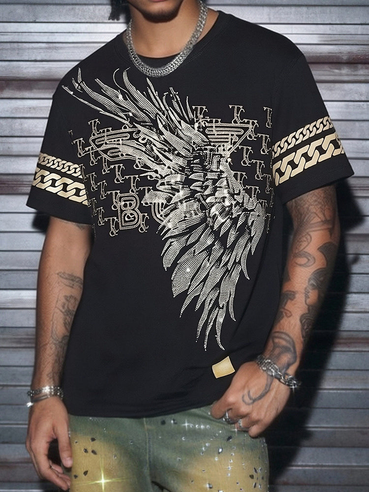 TCH Unisex Rhinestone Wings Cotton Tee