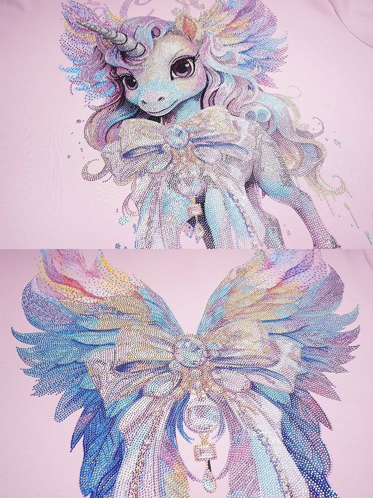 TCH Bow Rhinestone Unicorn & Wings Hoodie