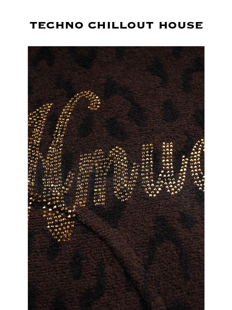 TCH Leopard Print Rhinestone Warm 2 Piece Outfits