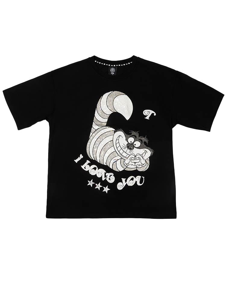 TCH Mens Raccoon Rhinestone Short Sleeve T-shirt
