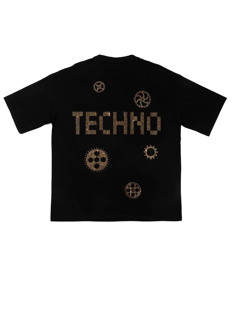 TCH Short Sleeve Robot Rhinestone Graphic T-Shirt