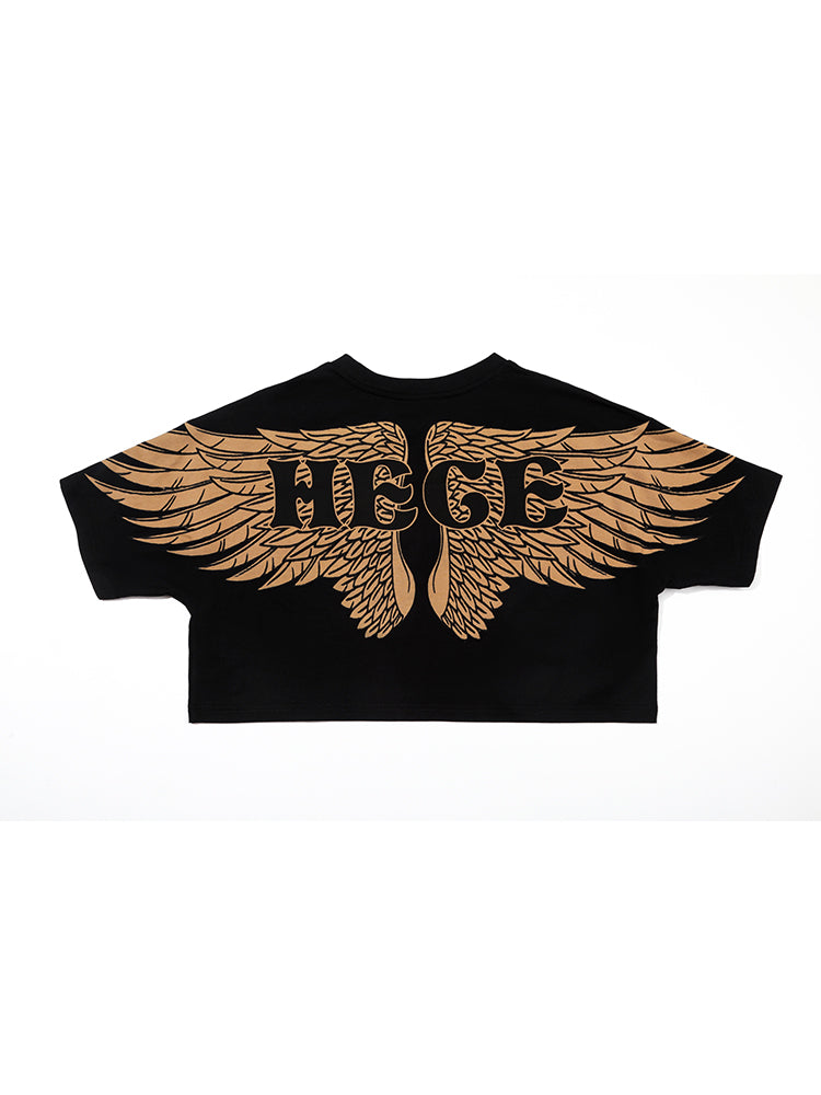 TCH Teddy Bear Rhinestone Cropped Top with Angel Wings