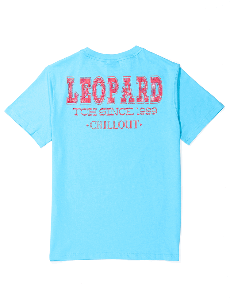 TCH Letter Cheetah Rhinestone Short Sleeve T-shirt