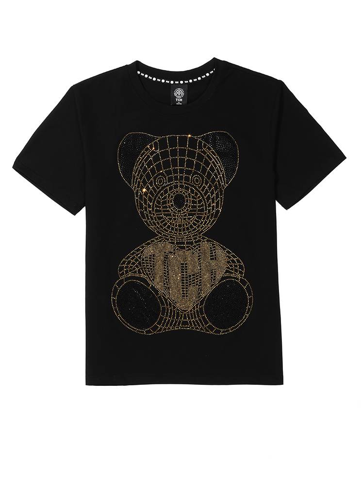 TCH Mens Short Sleeve Rhinestone Bear T-Shirt