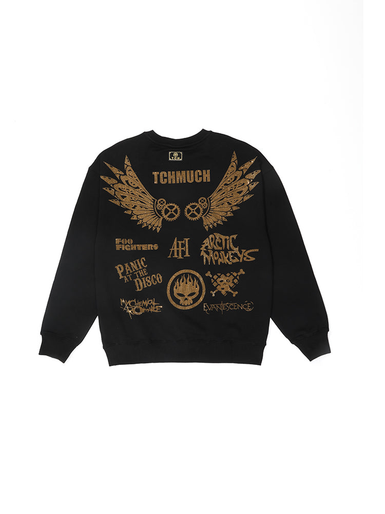 TCH Printed Rhinestone Crew Neck Oversized Sweatshirt