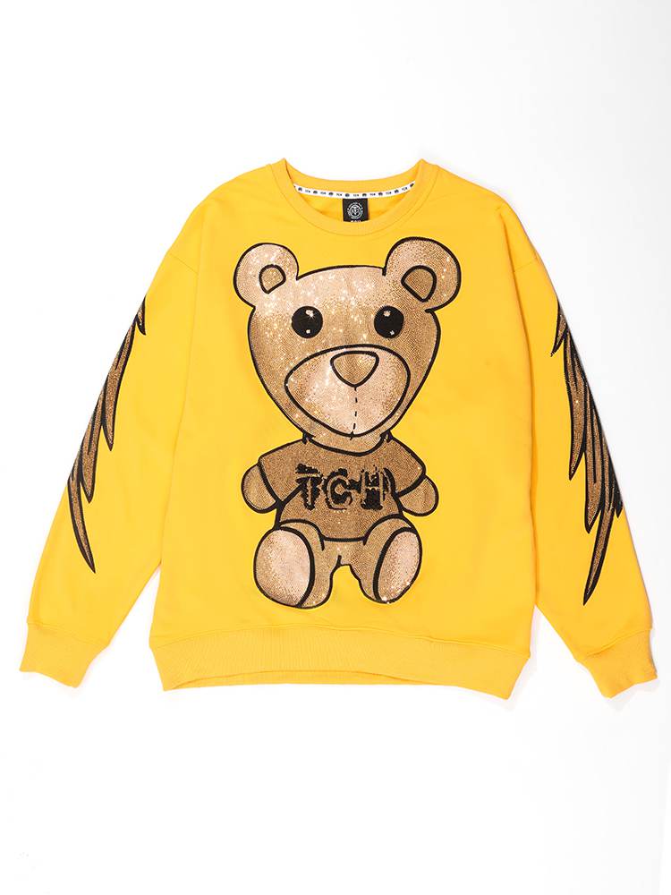 TCH Men's Bear Rhinestone Wing Sleeve Sweatshirt
