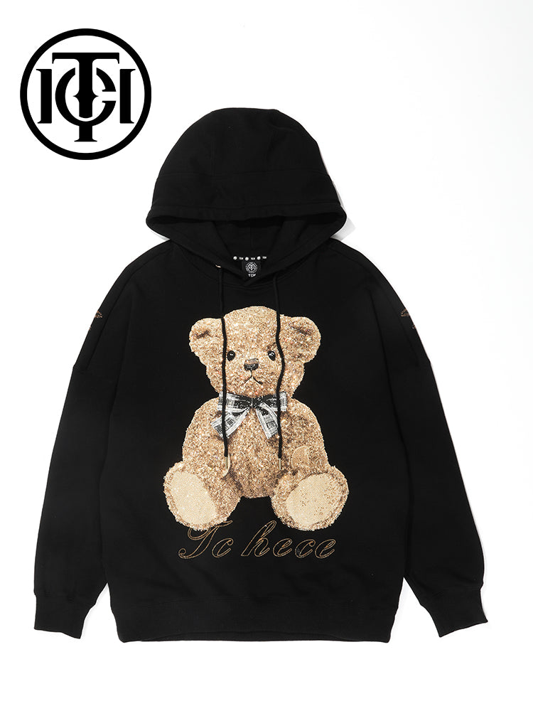 TCH Men's Rhinestone Bear Long Sleeve Hoodie
