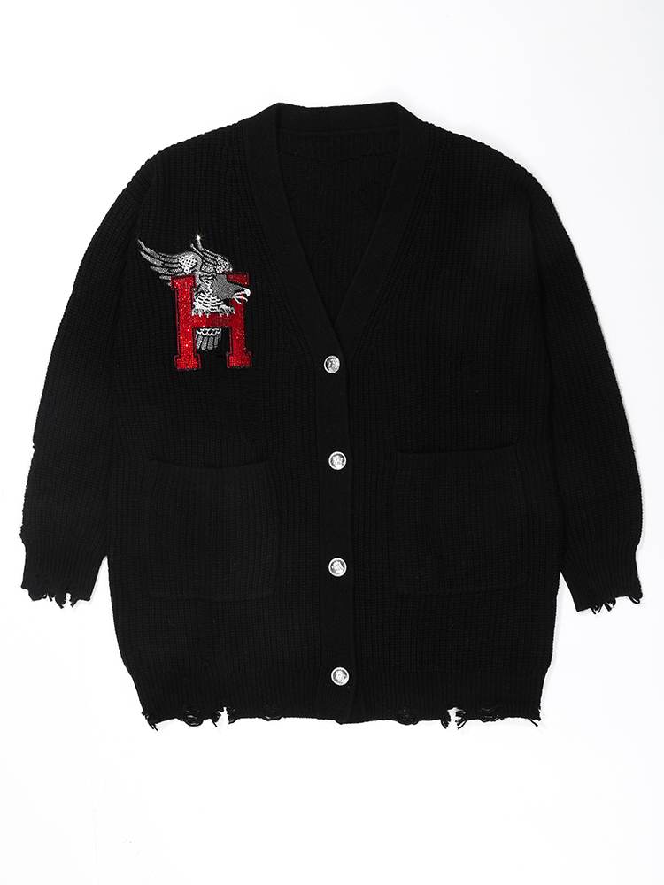 TCH Women's Rhinestone Button Long Sleeve Cardigan Sweater