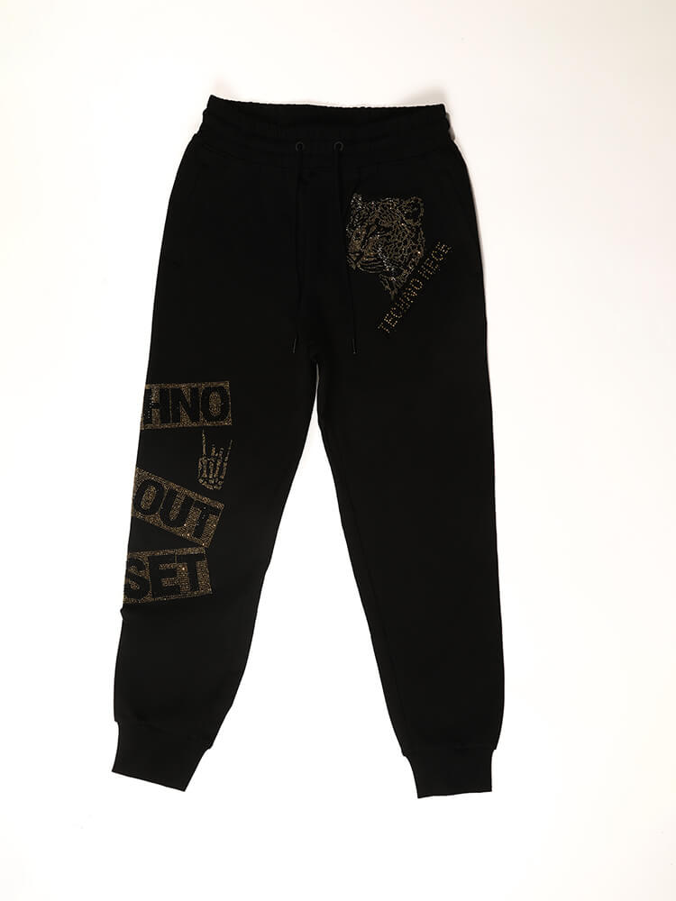 TCH Men's Letter Print Hot Diamond Causal Joggers