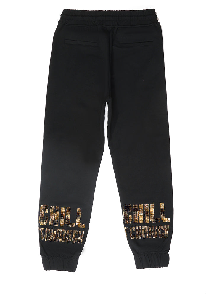 TCH Men's Letter Jogger Rhinestone Cotton Pants