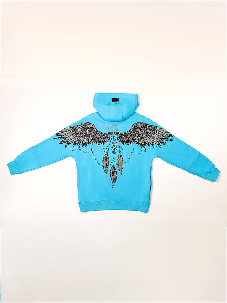 TCH Unisex Angel Wings Rhinestone Hoodie